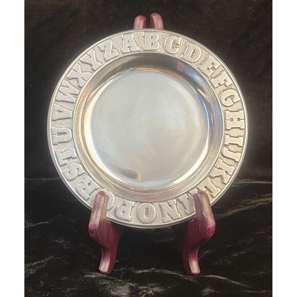 Vintage Pewterex Pewter Alphabet Plate - Picture 6 of 9